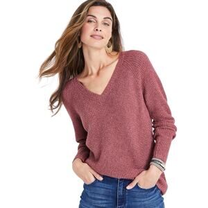 Maurices Waffle Knit V-neck Sweater 1X Mauve